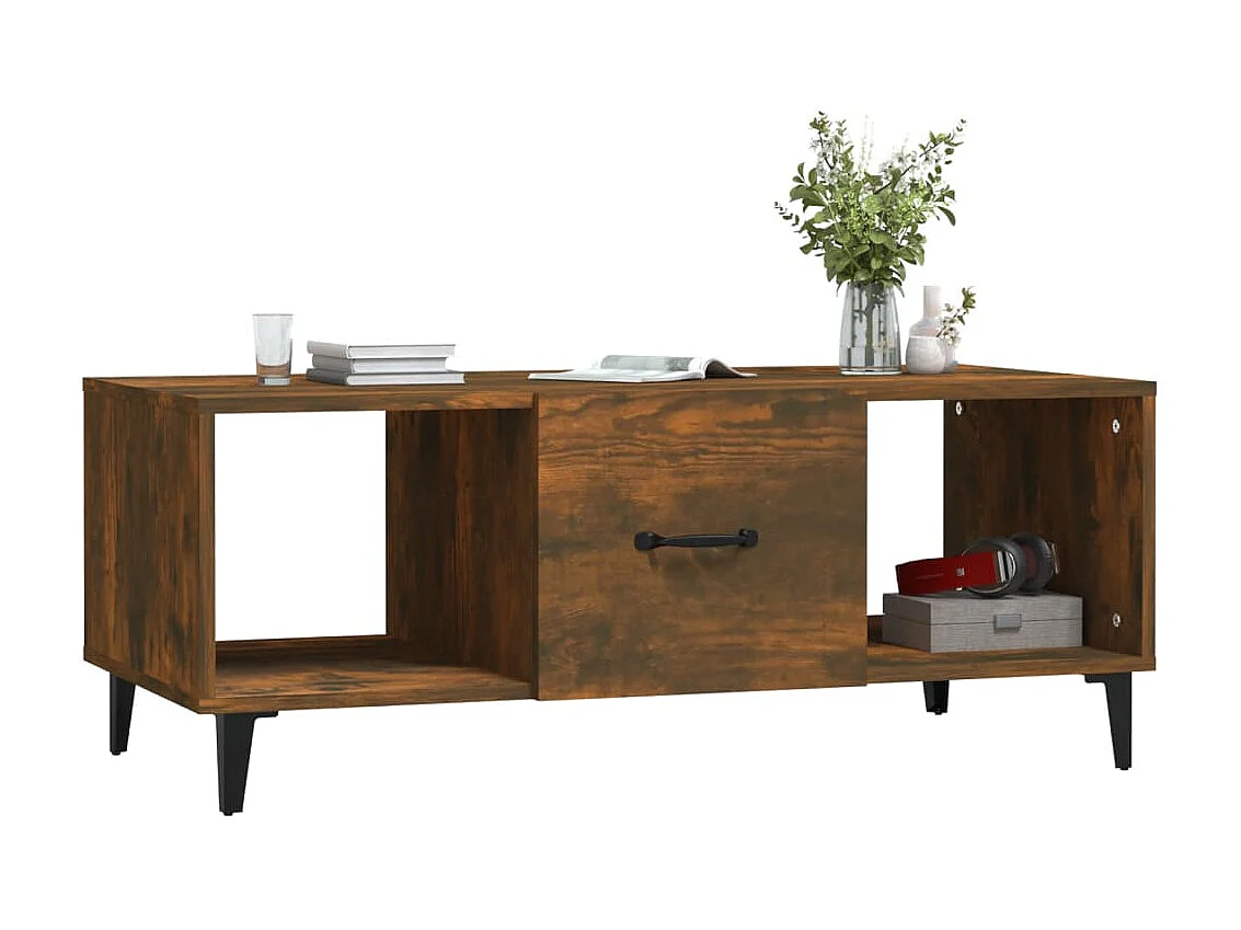 Salontafel 102x50x40 cm bewerkt hout gerookt eikenkleurig NL53974