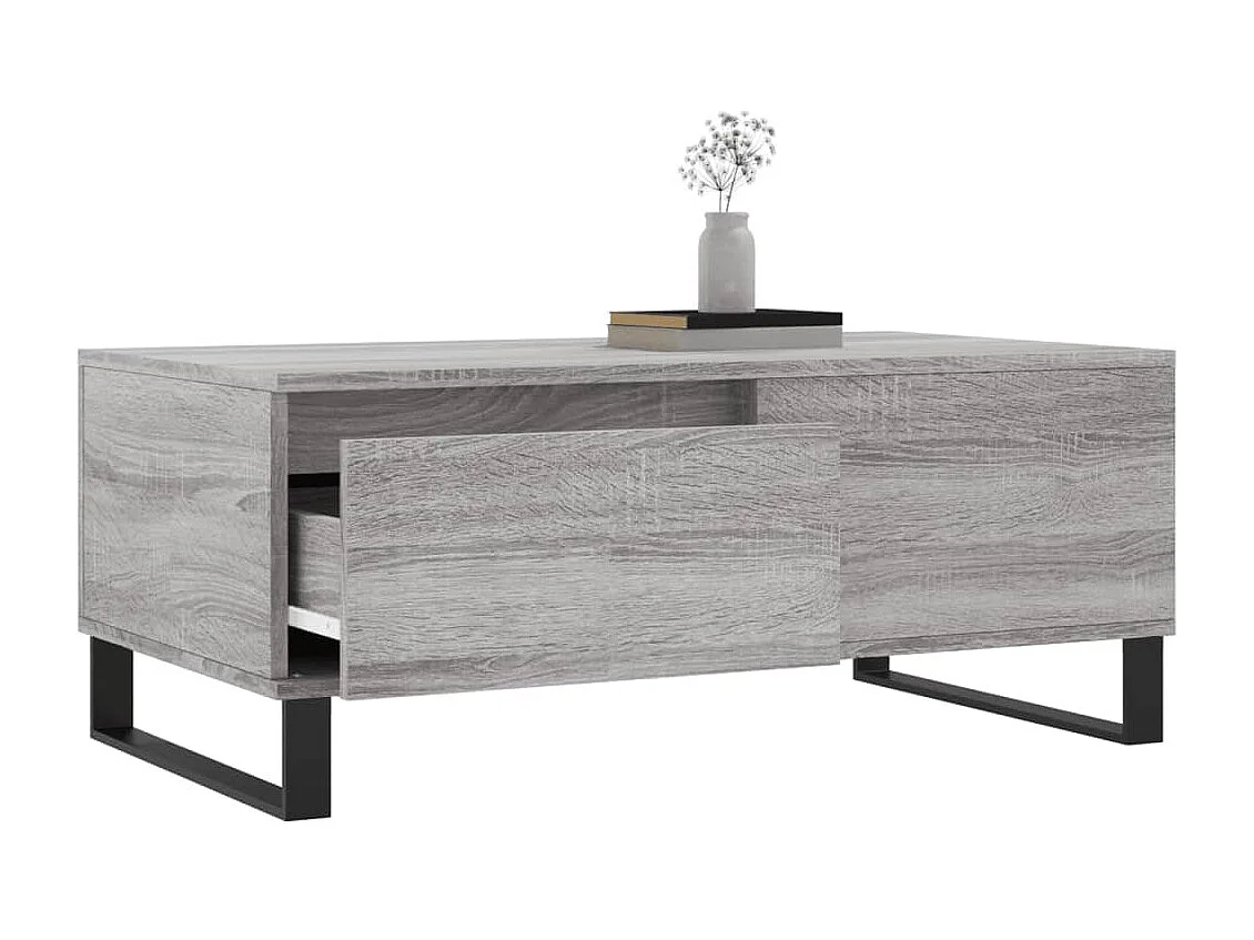Table basse Sonoma gris 90x50x36,5 cm Bois d'ingénierie OFR88594 BonneVie Meuble