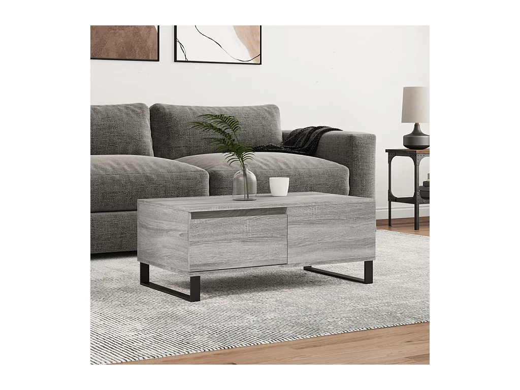 Table basse Sonoma gris 90x50x36,5 cm Bois d'ingénierie OFR88594 BonneVie Meuble