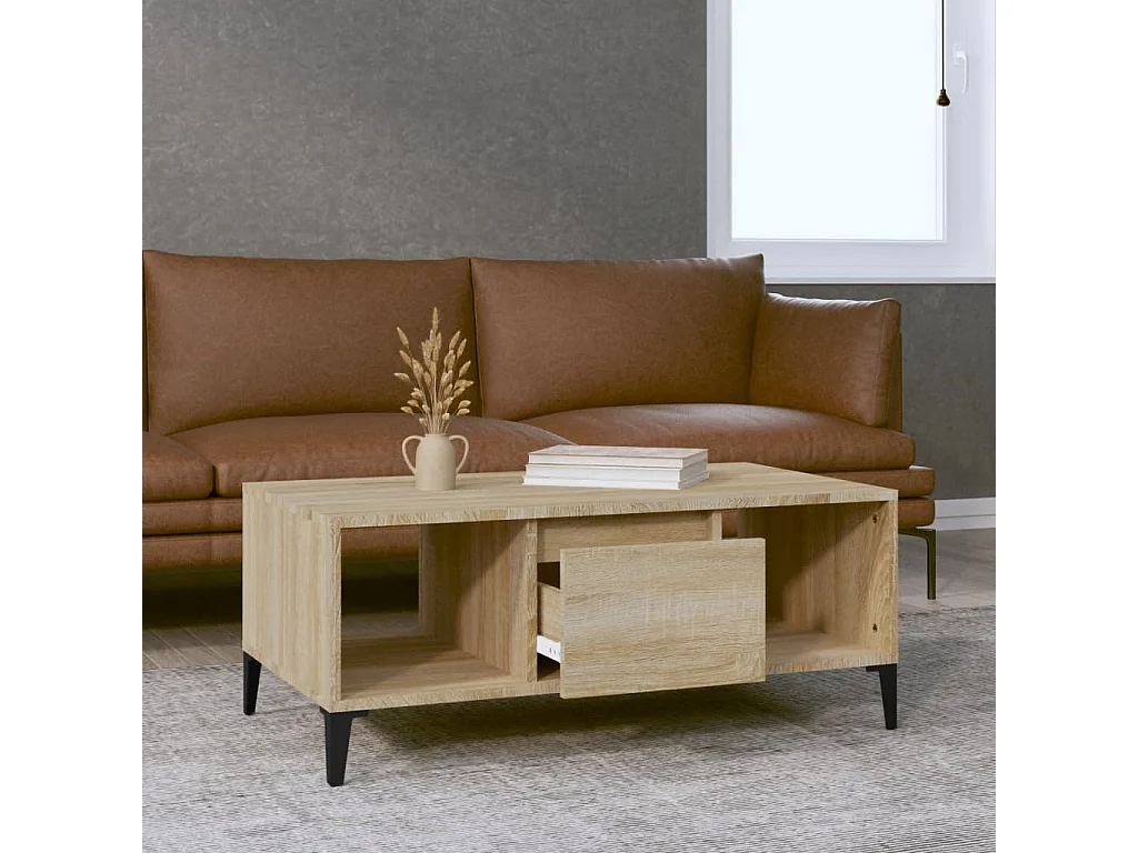 Mesa de centro madera contrachapada roble Sonoma 90x50x36,5 cm ES53328