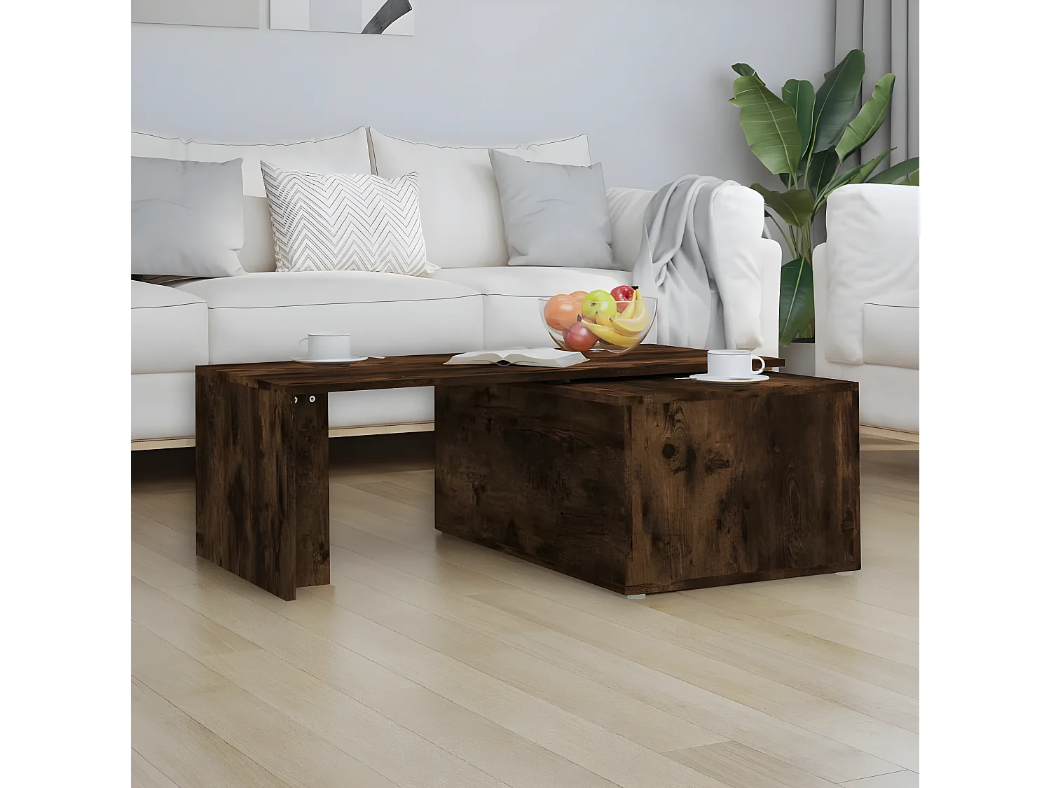 Mesa de centro 150x50x35cm derivados de madeira carvalho fumado PT977663