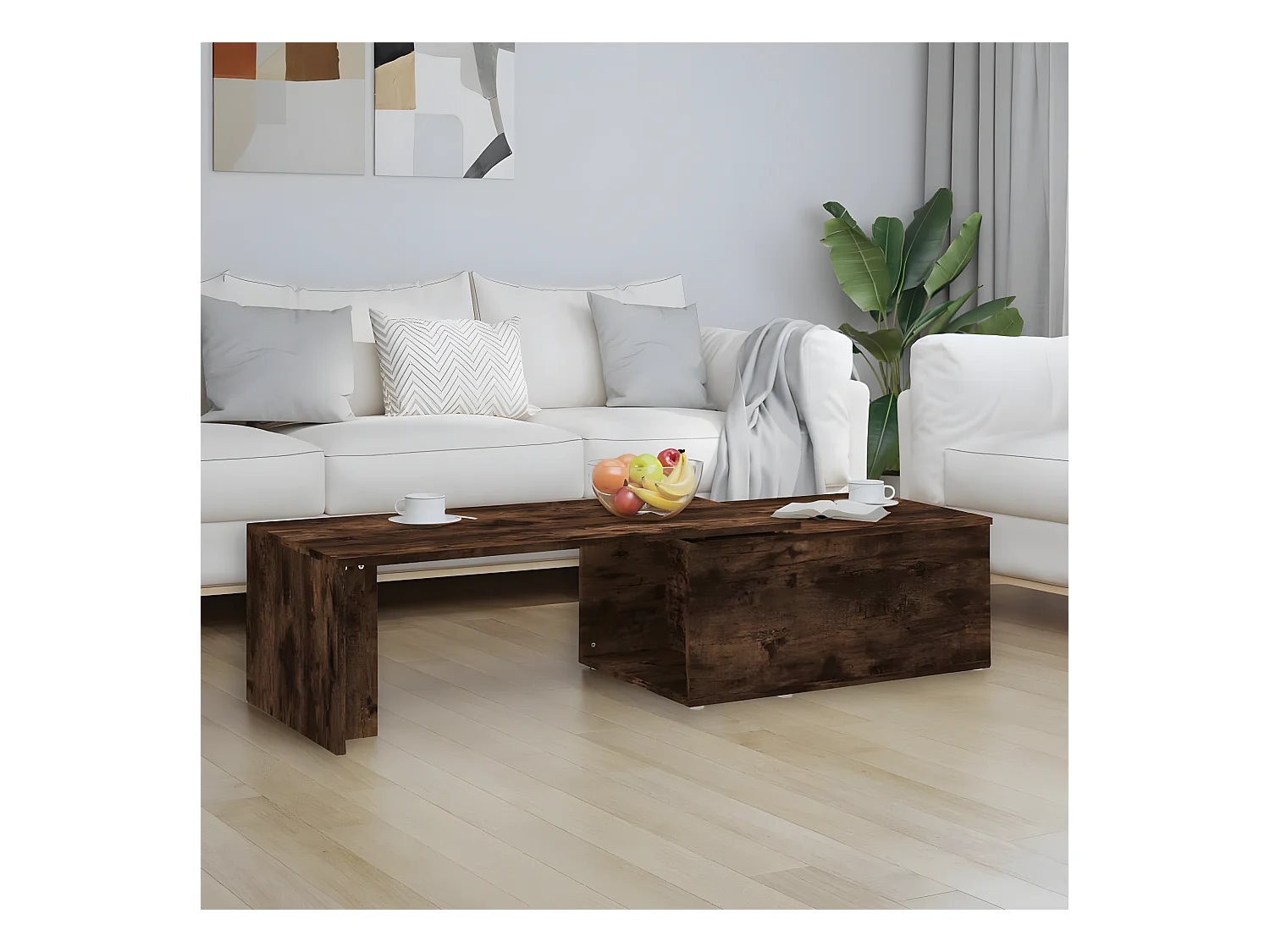 Table basse Chêne fumé 150x50x35 cm Bois d'ingénierie OFR38051 BonneVie Meuble