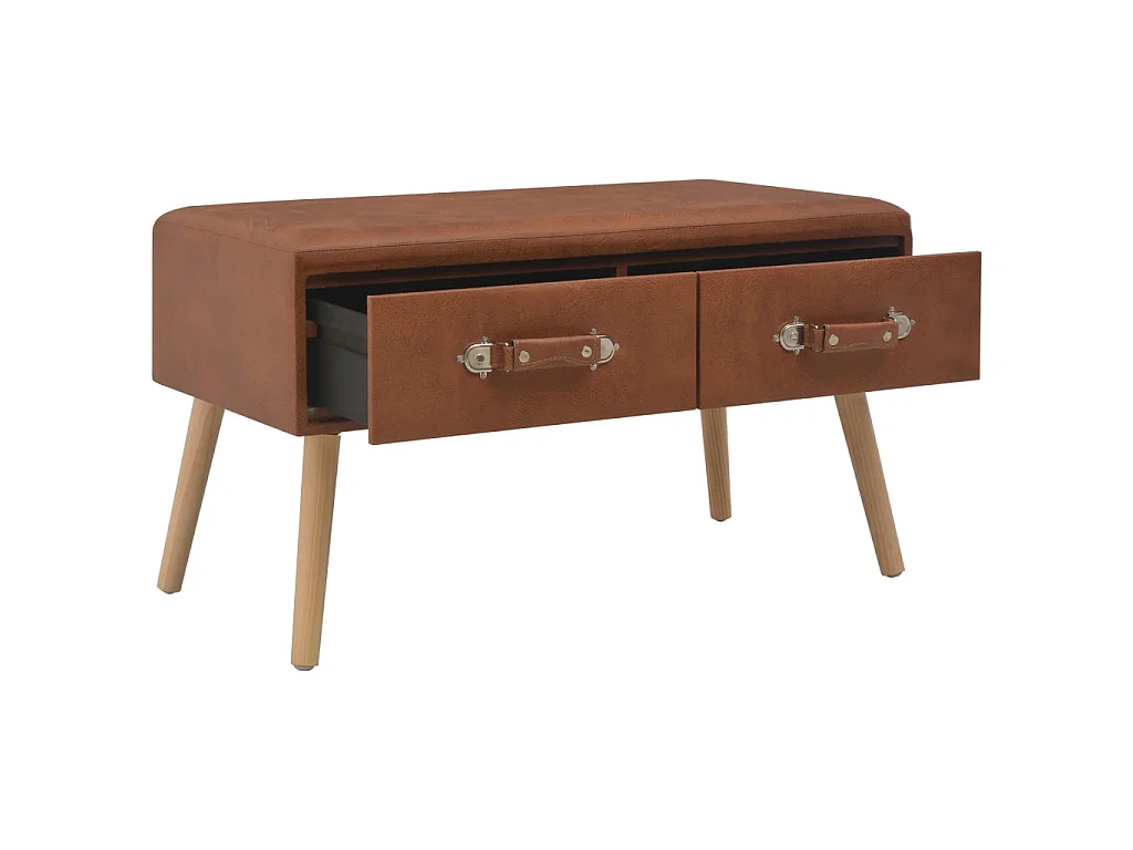 Table basse Marron 80x40x46 cm Similicuir OFR26032 BonneVie Meuble