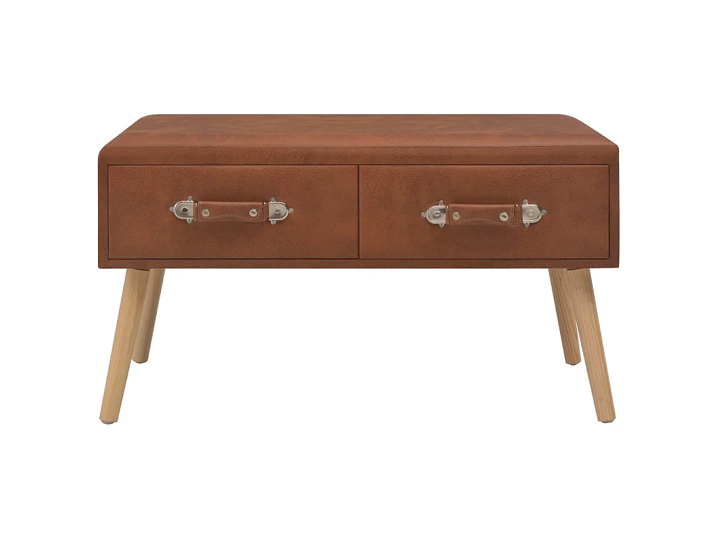 Table basse Marron 80x40x46 cm Similicuir OFR26032 BonneVie Meuble