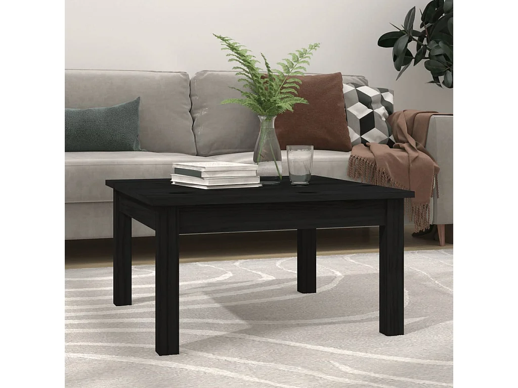 Mesa de centro 55x55x30 cm pinho maciço preto PT699250