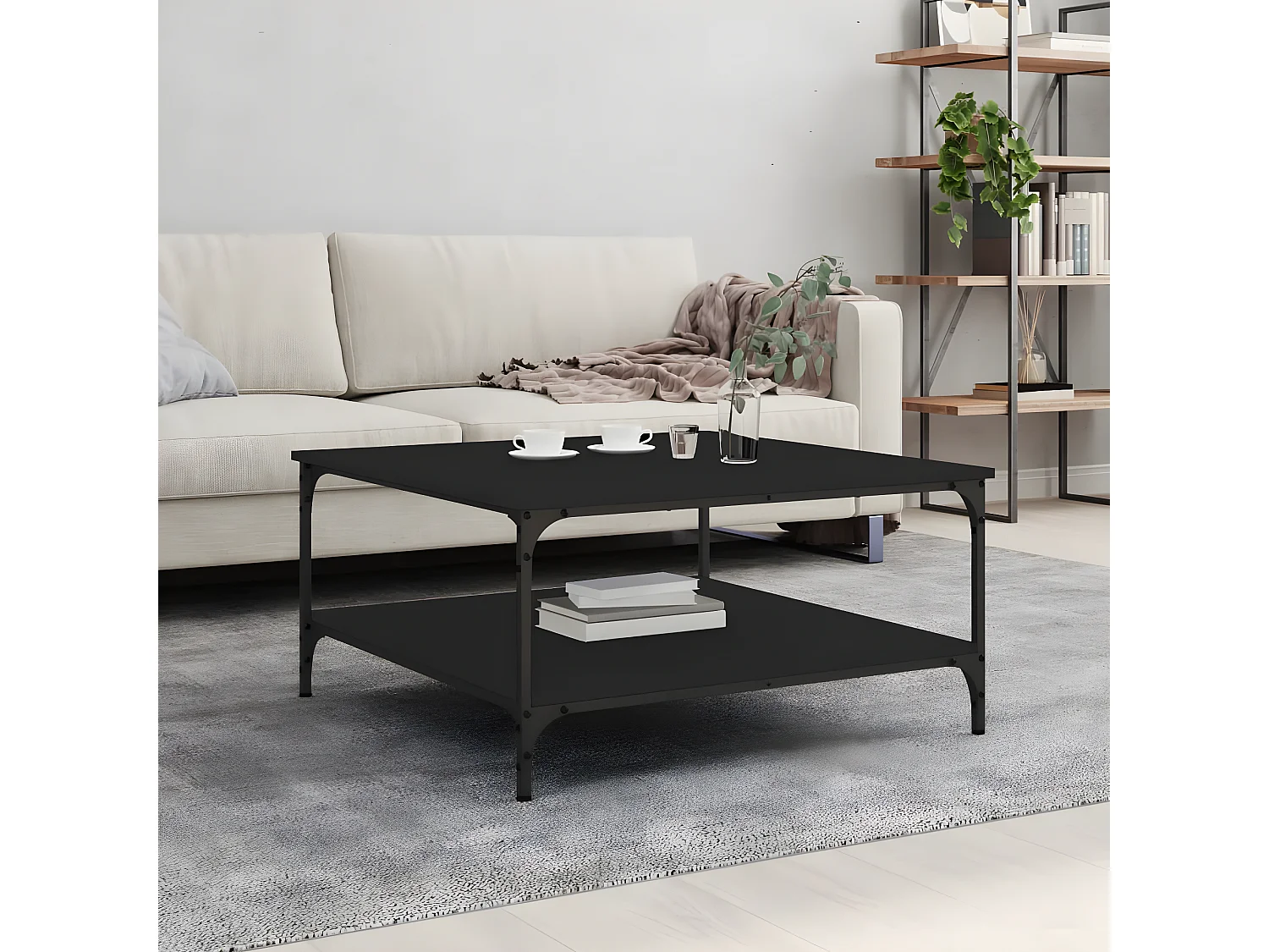 Mesa de centro 80x80x40 cm derivados de madeira preto PT848709