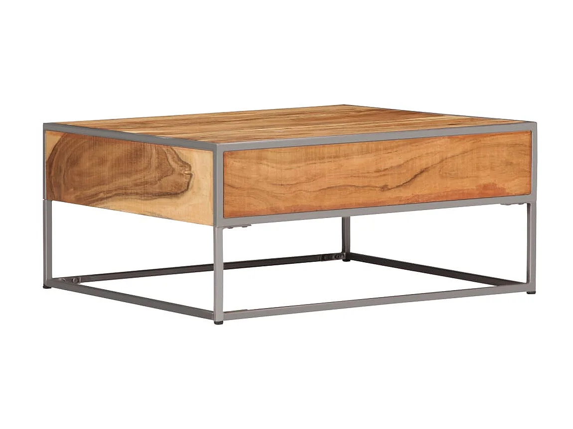 Table basse 75 x 75 x 35 cm Bois solide d'acacia OFR28083 BonneVie Meuble