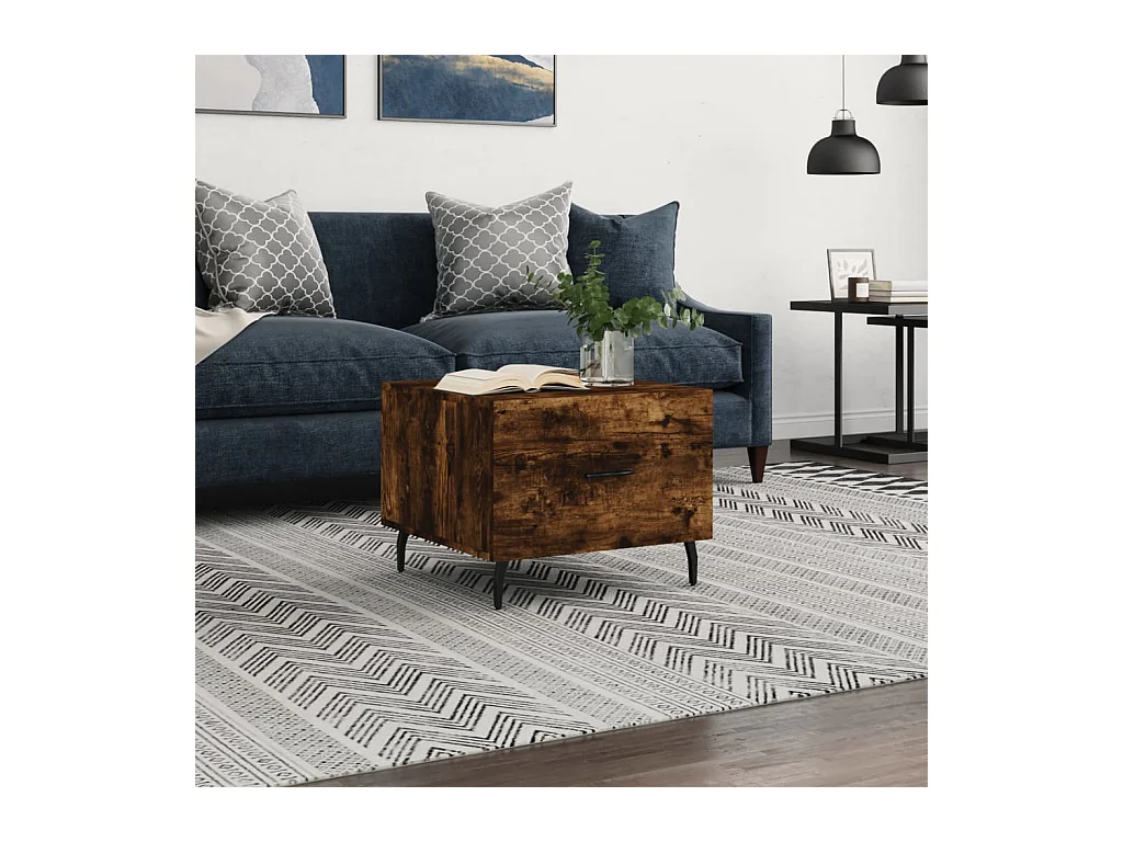 Table basse Chêne fumé 50x50x40 cm Bois d'ingénierie OFR40828 BonneVie Meuble