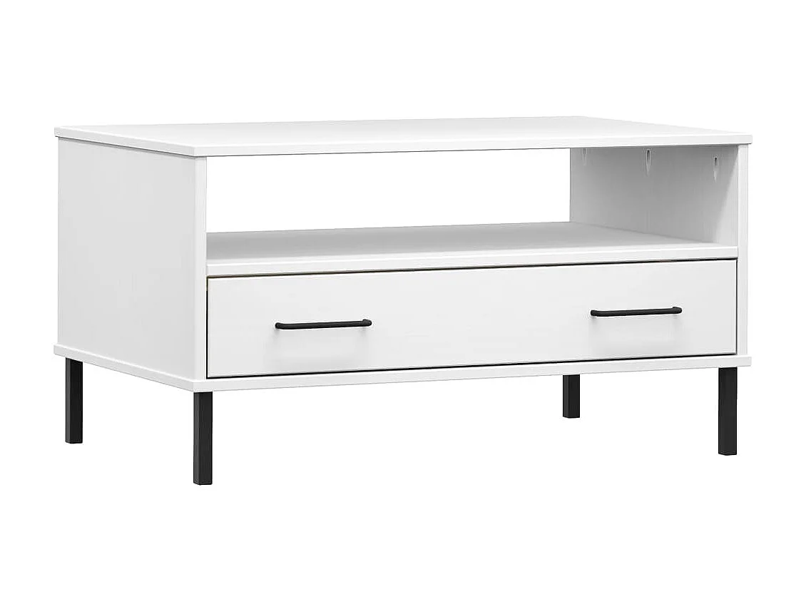 Table basse avec pieds en métal Blanc 85x50x45 cm Bois OSLO OFR93020 BonneVie Meuble