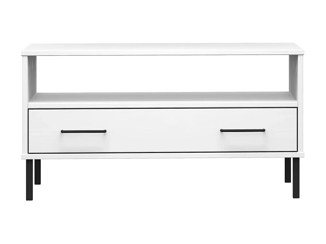 Mesa de centro patas metal OSLO madera maciza blanco 85x50x45cm ES60407