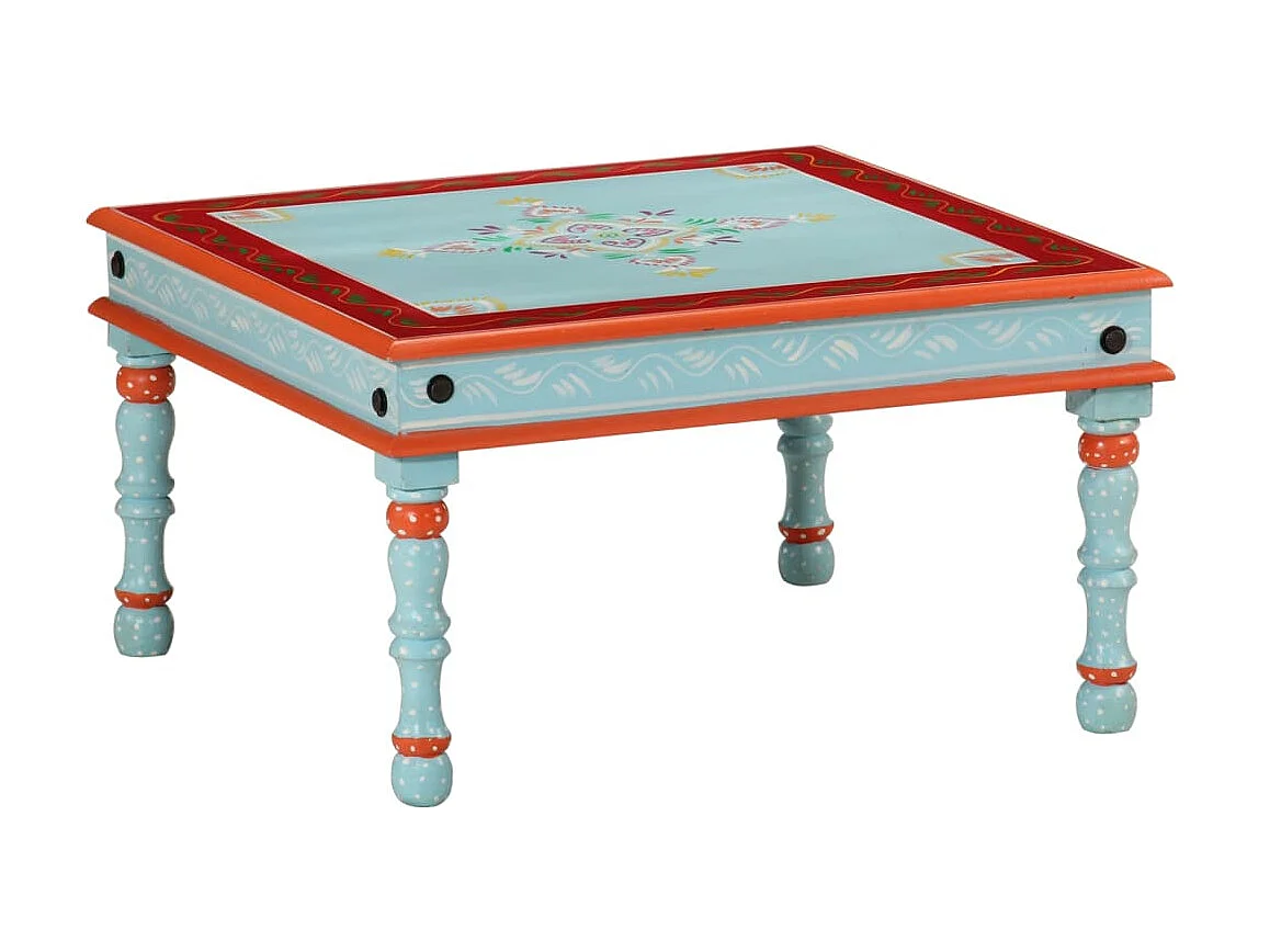Table basse bleu bois de manguier massif peint à la main OFR82656 BonneVie Meuble