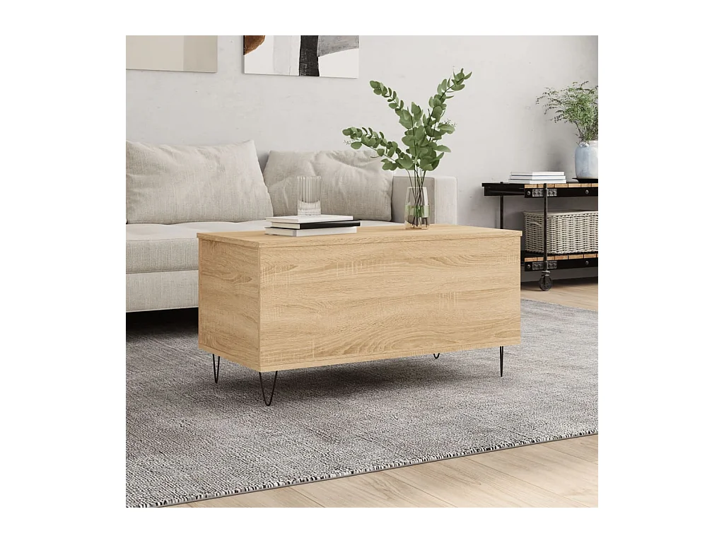 Table basse relevable Chêne sonoma 90x44,5x45 cm Bois d'ingénierie OFR40005 BonneVie Meuble