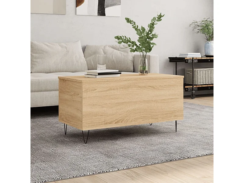 Table basse relevable Chêne sonoma 90x44,5x45 cm Bois d'ingénierie OFR40005 BonneVie Meuble