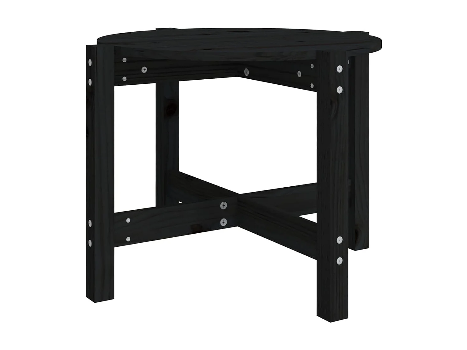 Table basse Noir Ø 62,5x45 cm Bois massif de pin OFR33448 BonneVie Meuble