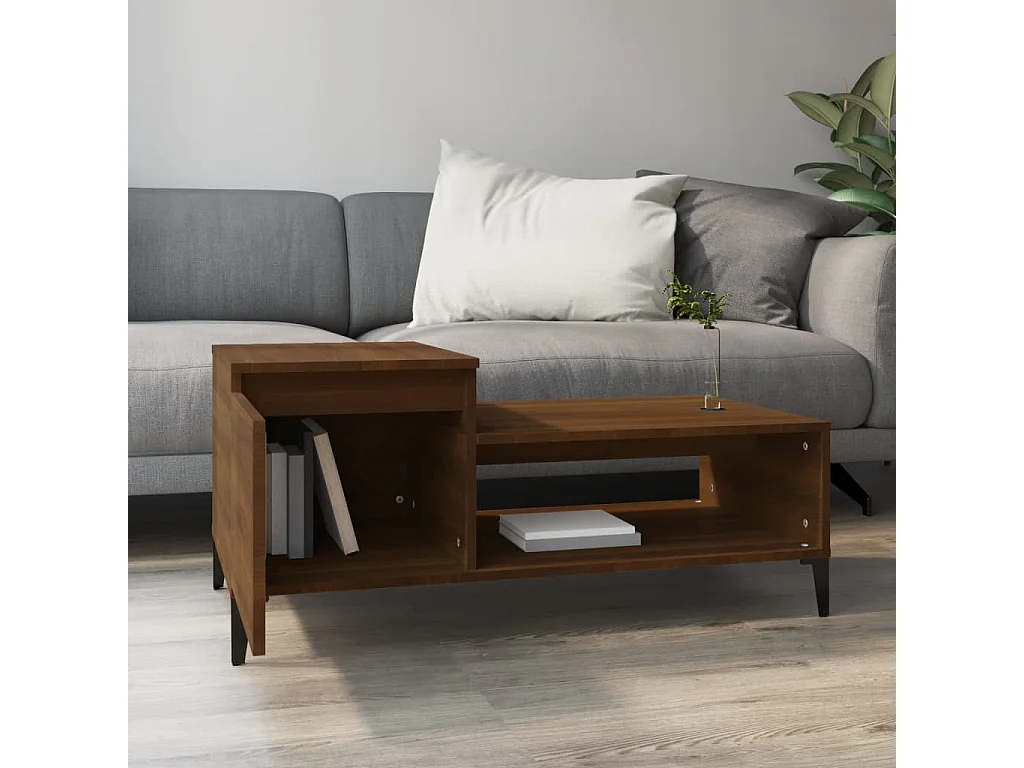 Table basse Chêne marron 100x50x45 cm Bois d'ingénierie OFR29231 BonneVie Meuble