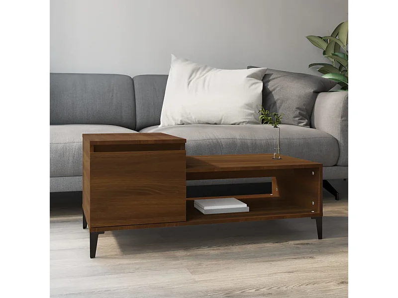 Mesa de centro 100x50x45 cm derivados madeira carvalho castanho PT362142