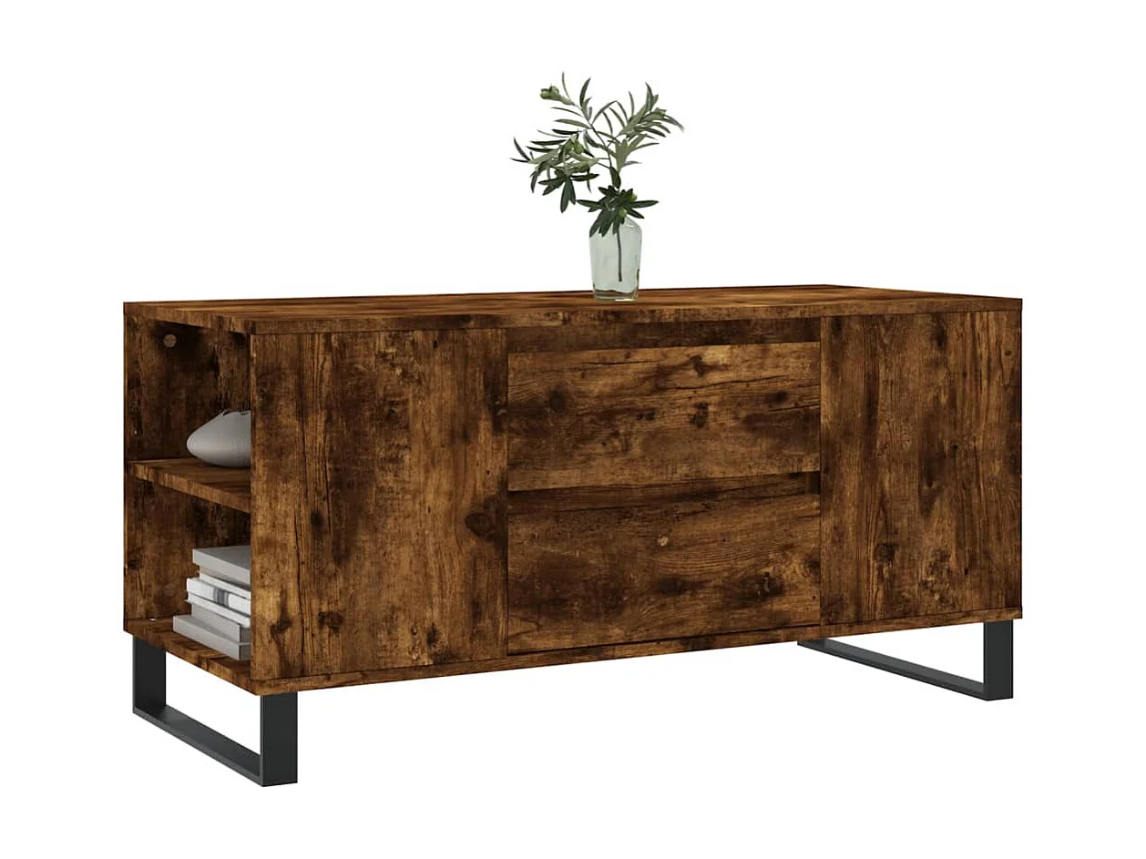 Table basse chêne fumé 102x44,5x50 cm bois d'ingénierie OFR79853 BonneVie Meuble