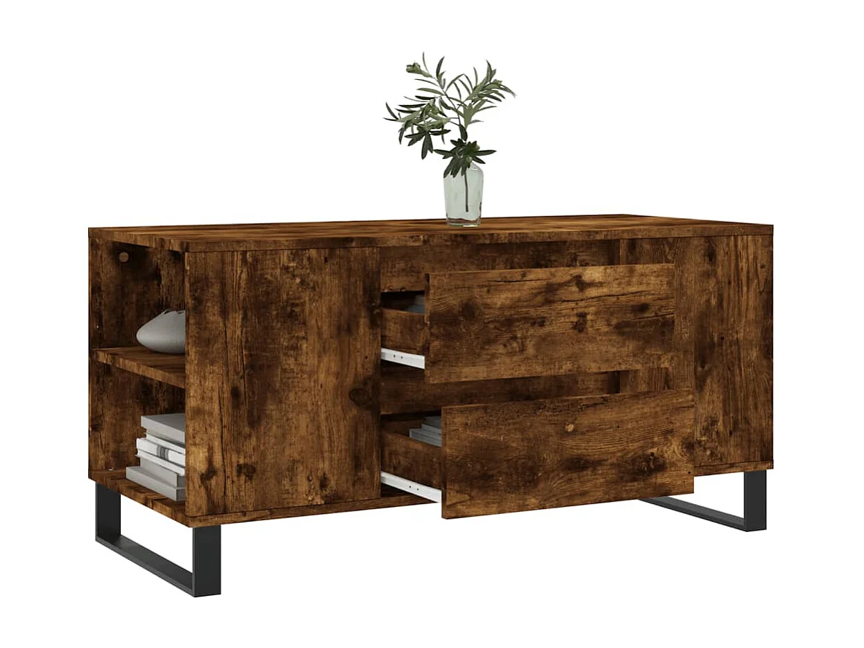 Table basse chêne fumé 102x44,5x50 cm bois d'ingénierie OFR79853 BonneVie Meuble