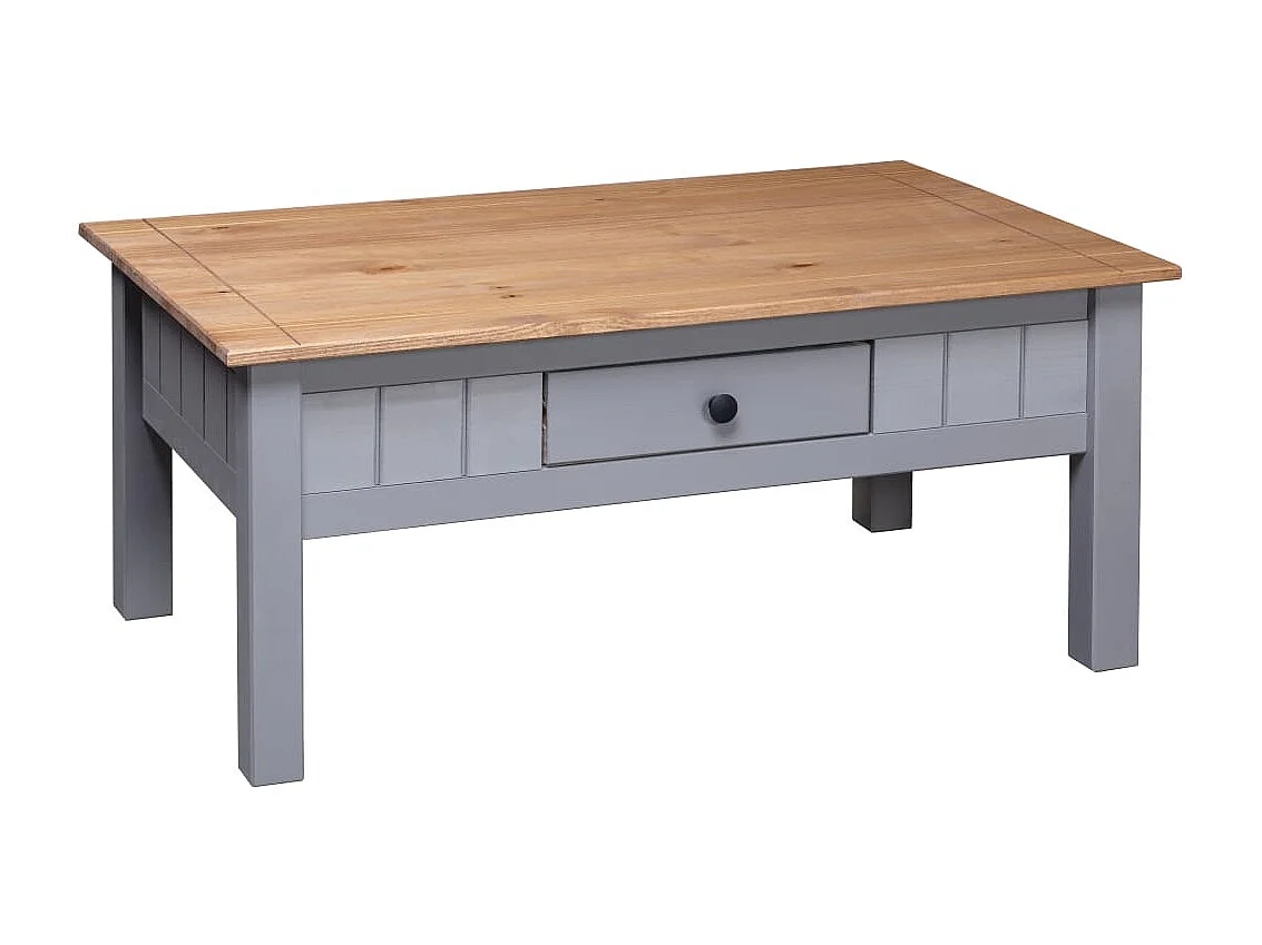 Table basse Gris 100x60x45 cm Pin massif Assortiment Panama OFR64268 BonneVie Meuble