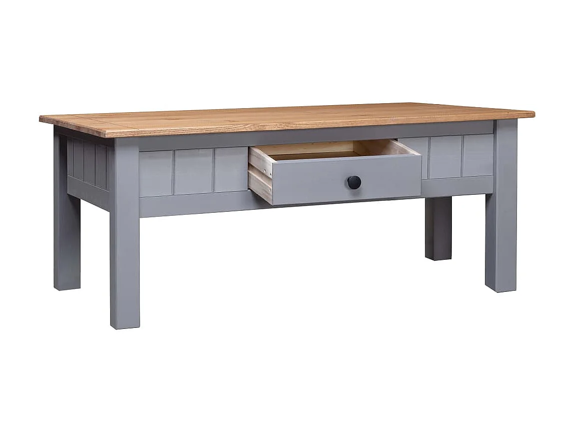 Table basse Gris 100x60x45 cm Pin massif Assortiment Panama OFR64268 BonneVie Meuble
