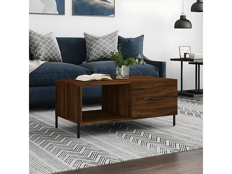 Mesa centro 90x50x40 cm derivados de madeira carvalho castanho PT246136