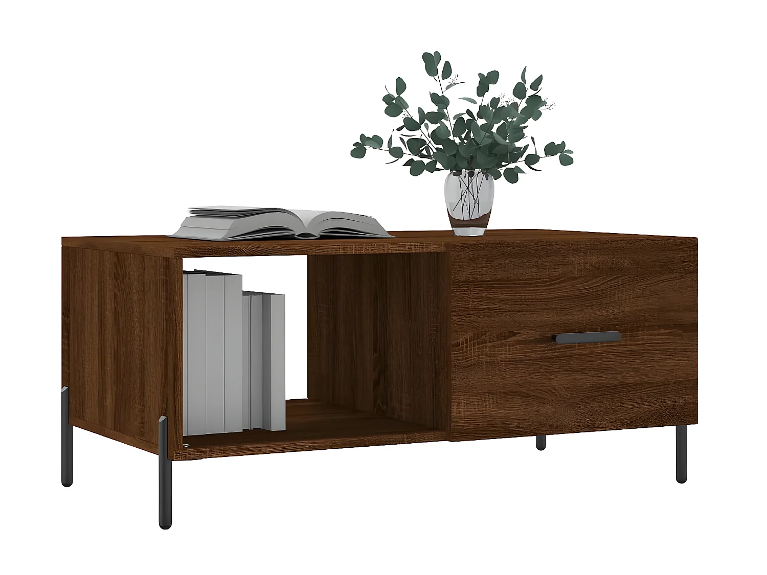 Table basse chêne marron 90x50x40 cm bois d'ingénierie OFR97219 BonneVie Meuble