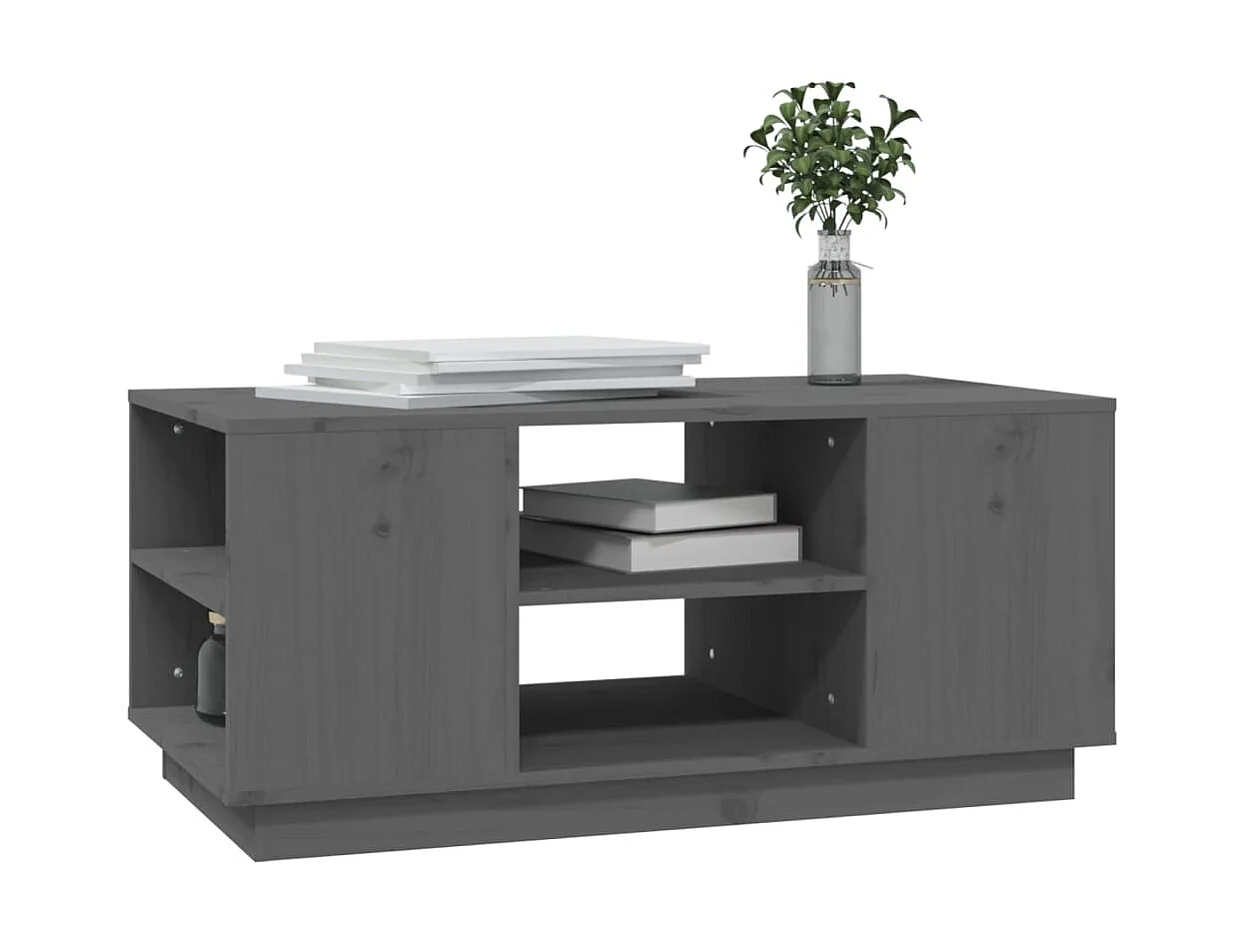 Mesa de centro de madera maciza de pino gris 90x49x40,5 cm ES74294