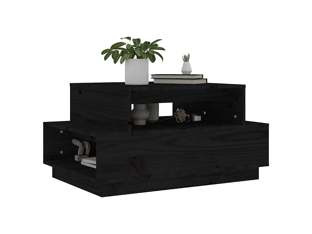 Mesa de centro 80x55x40,5 cm madeira de pinho maciça preto PT773770