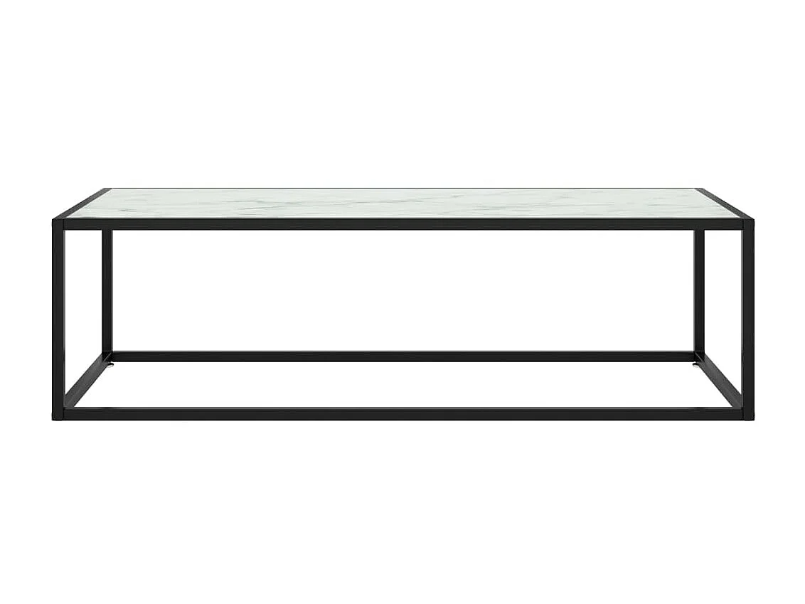 Table basse Noir avec verre marbre blanc 120x50x35 cm OFR44404 BonneVie Meuble