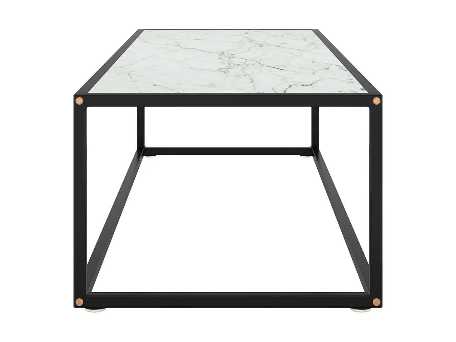 Table basse Noir avec verre marbre blanc 120x50x35 cm OFR44404 BonneVie Meuble