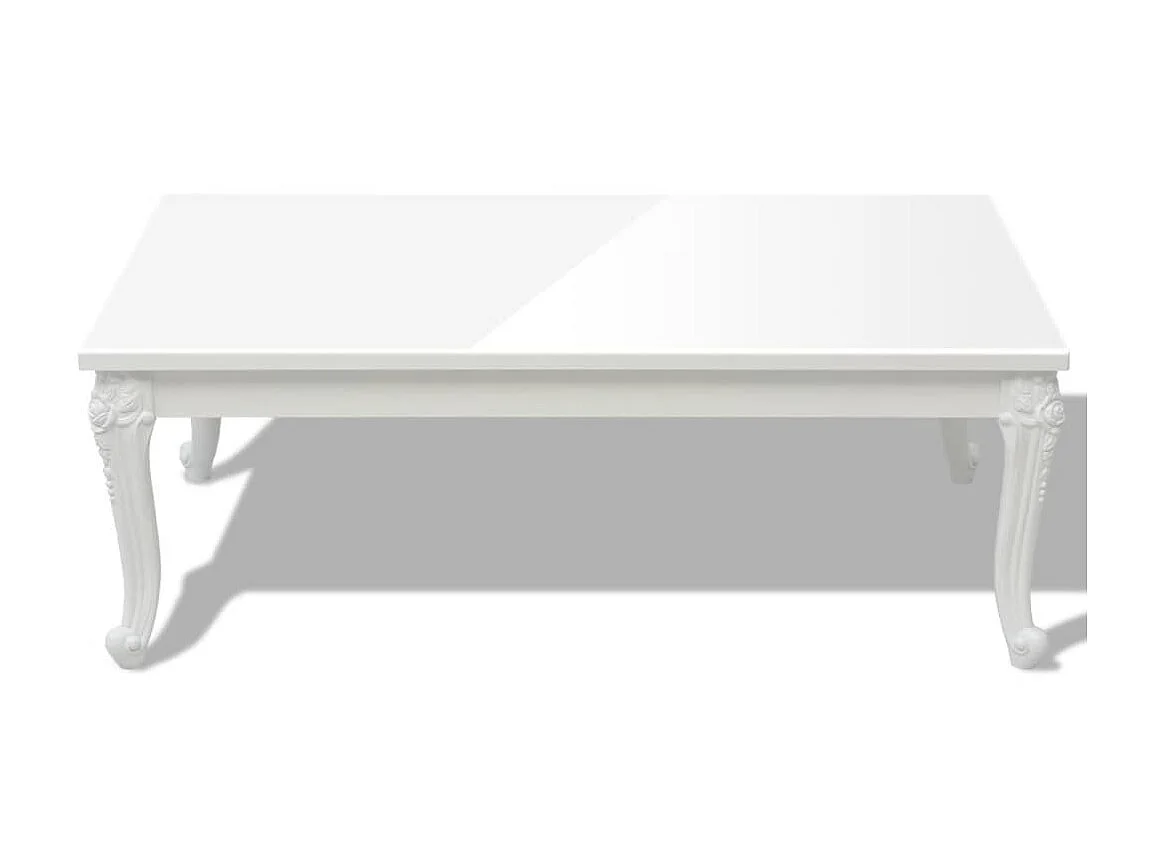 Table basse 115x65x42 cm Blanc brillant OFR46857 BonneVie Meuble
