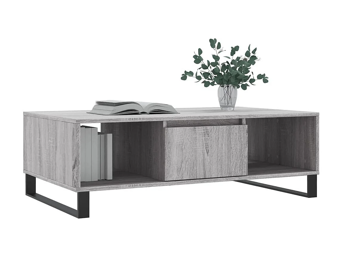 Table basse sonoma gris 104x60x35 cm bois d'ingénierie OFR21140 BonneVie Meuble