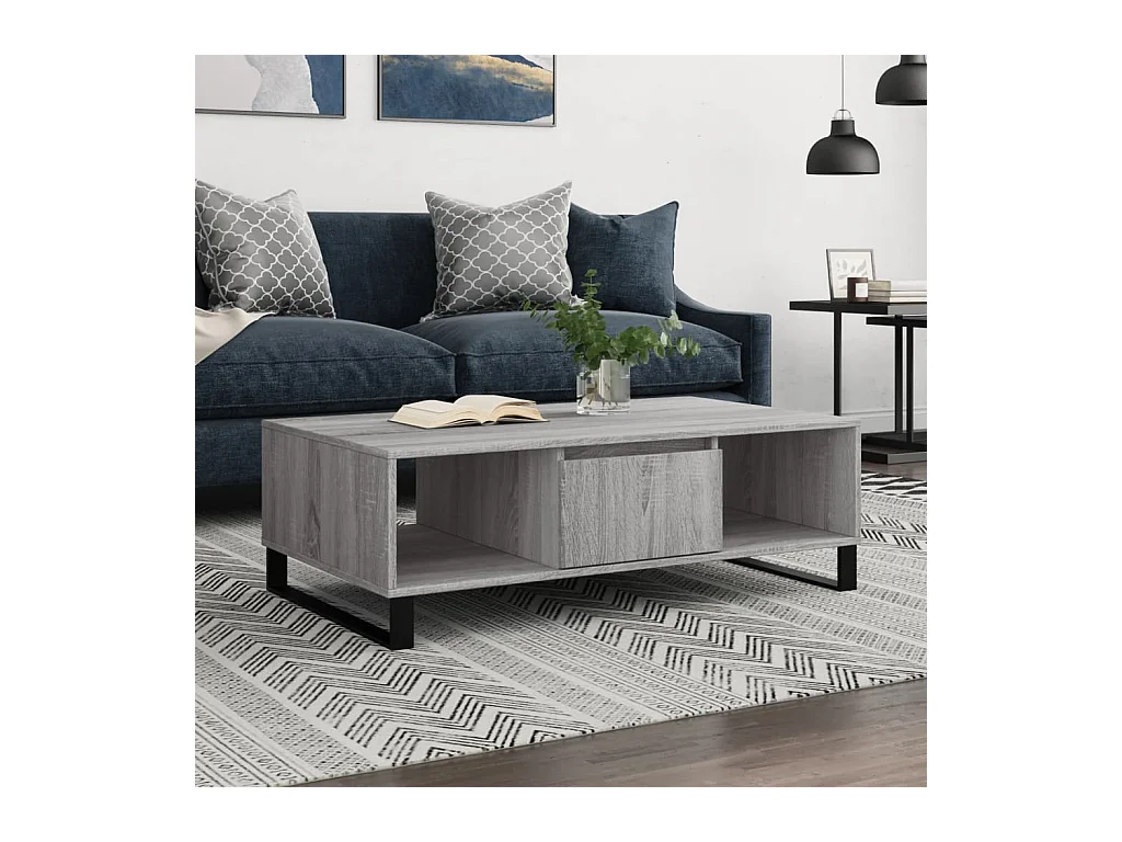 Mesa de centro madera de ingeniería gris Sonoma 104x60x35 cm ES76616