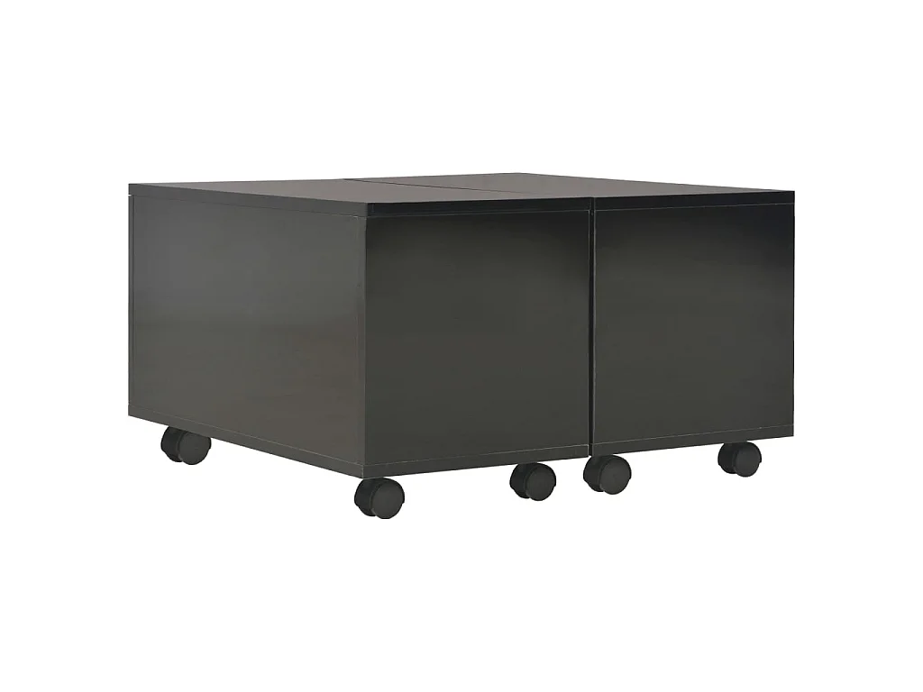 Table basse extensible Noir brillant 60x60x35 cm Aggloméré OFR61666 BonneVie Meuble