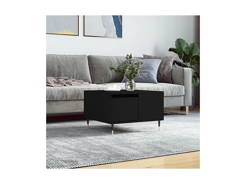 Mesa de centro madera contrachapada negro 55x55x36,5 cm ES21196