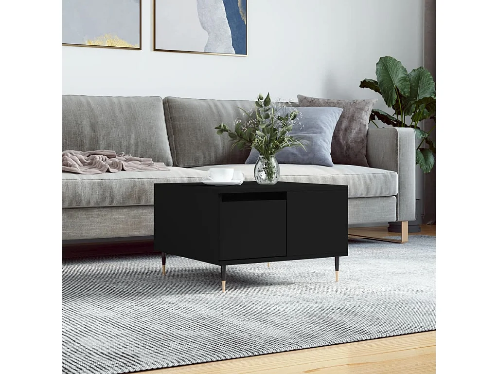 Mesa de centro madera contrachapada negro 55x55x36,5 cm ES21196