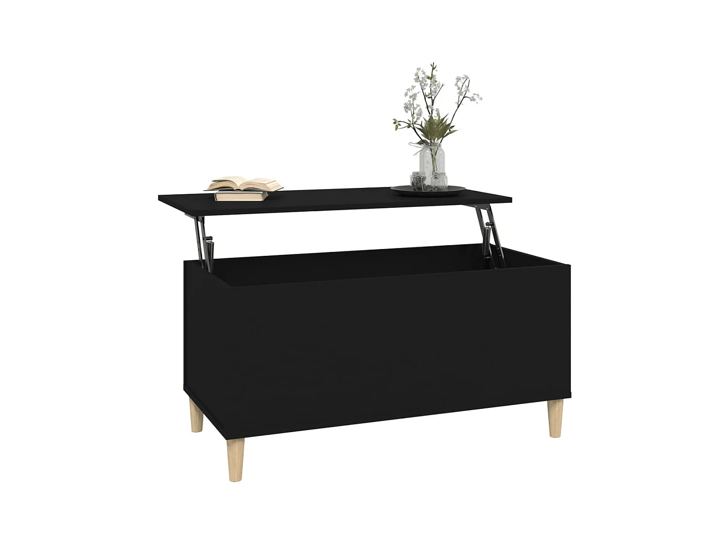 Table basse relevable Noir 90x44,5x45 cm Bois d'ingénierie OFR16959 BonneVie Meuble