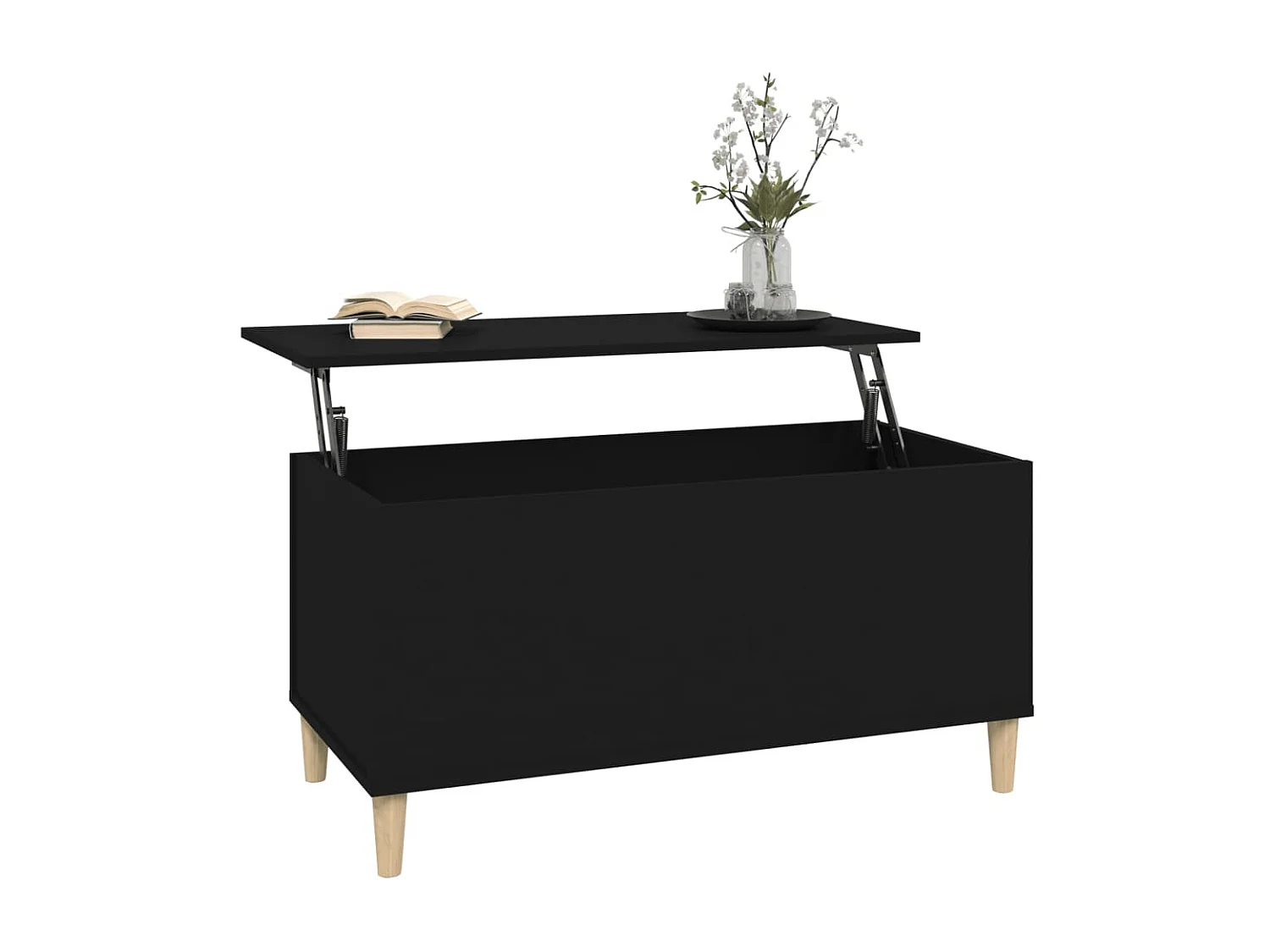 Table basse relevable Noir 90x44,5x45 cm Bois d'ingénierie OFR16959 BonneVie Meuble