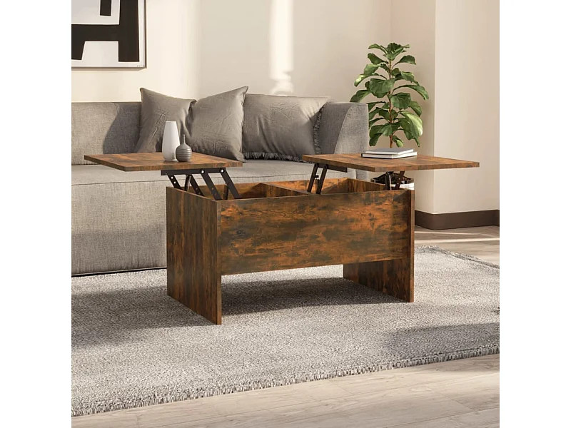 Table basse Chêne fumé 80x50x42,5 cm Bois d'ingénierie OFR59526 BonneVie Meuble