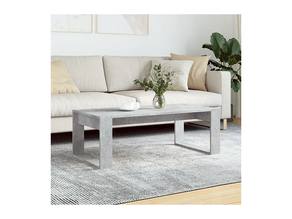 Table basse gris béton 102x50x35 cm bois d'ingénierie OFR39394 BonneVie Meuble