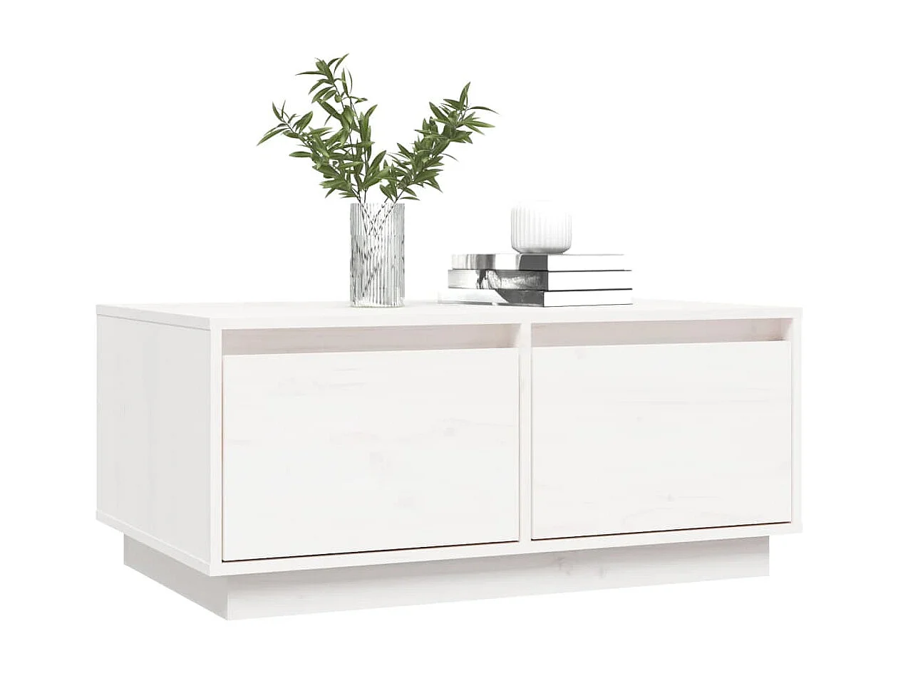 Mesa de centro 80x50x35 cm madeira de pinho maciça branco PT790434