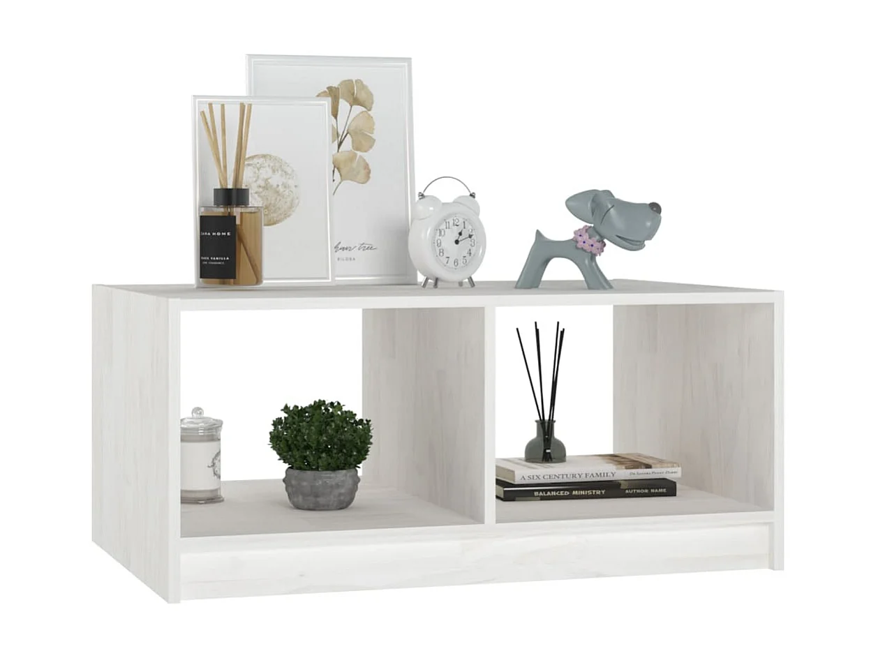 Table basse Blanc 75x50x33,5 cm Bois de pin massif OFR68030 BonneVie Meuble