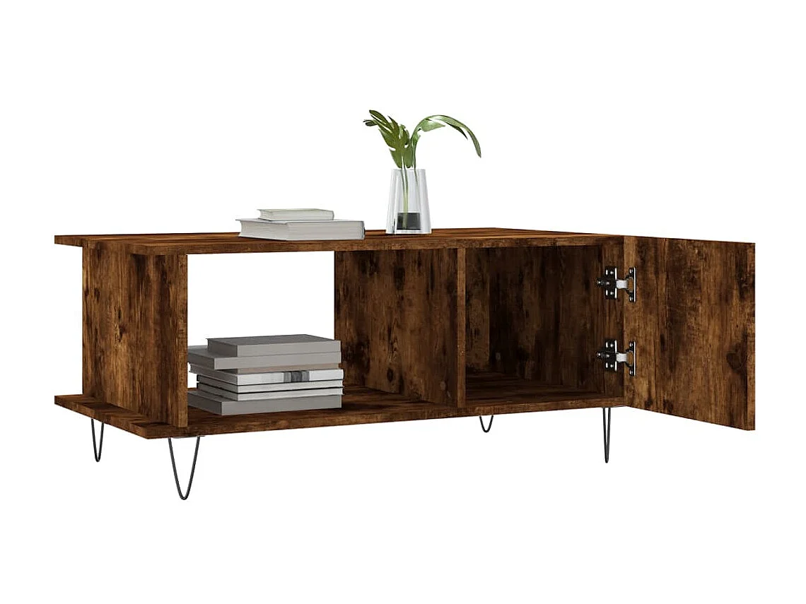 Table basse chêne fumé 90x50x40 cm bois d'ingénierie OFR55107 BonneVie Meuble