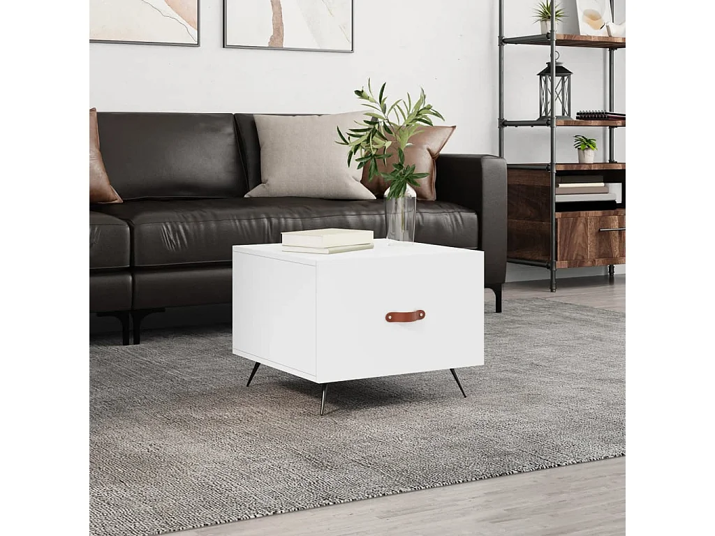 Table basse blanc 50x50x40 cm bois d'ingénierie OFR99327 BonneVie Meuble