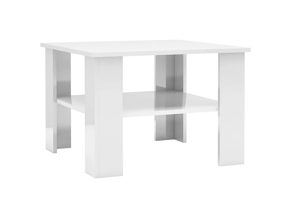 Mesa de centro madera contrachapada blanco brillante 60x60x42cm ES78078