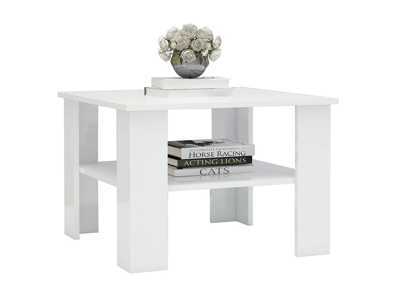 Mesa de centro madera contrachapada blanco brillante 60x60x42cm ES78078