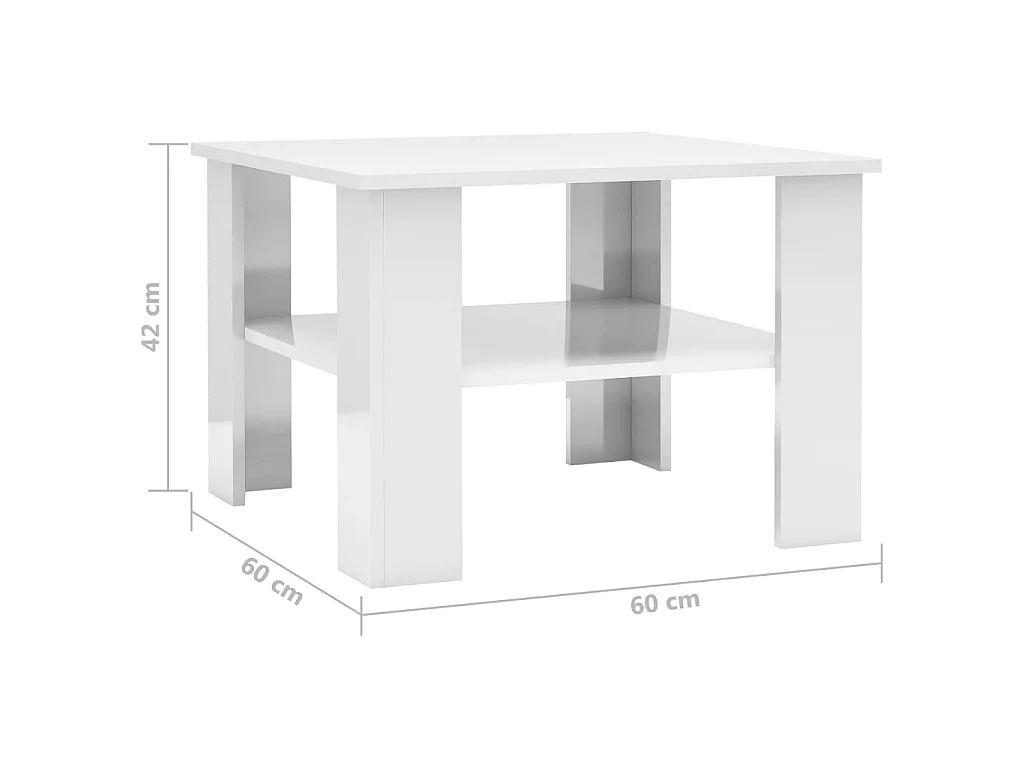 Mesa de centro madera contrachapada blanco brillante 60x60x42cm ES78078