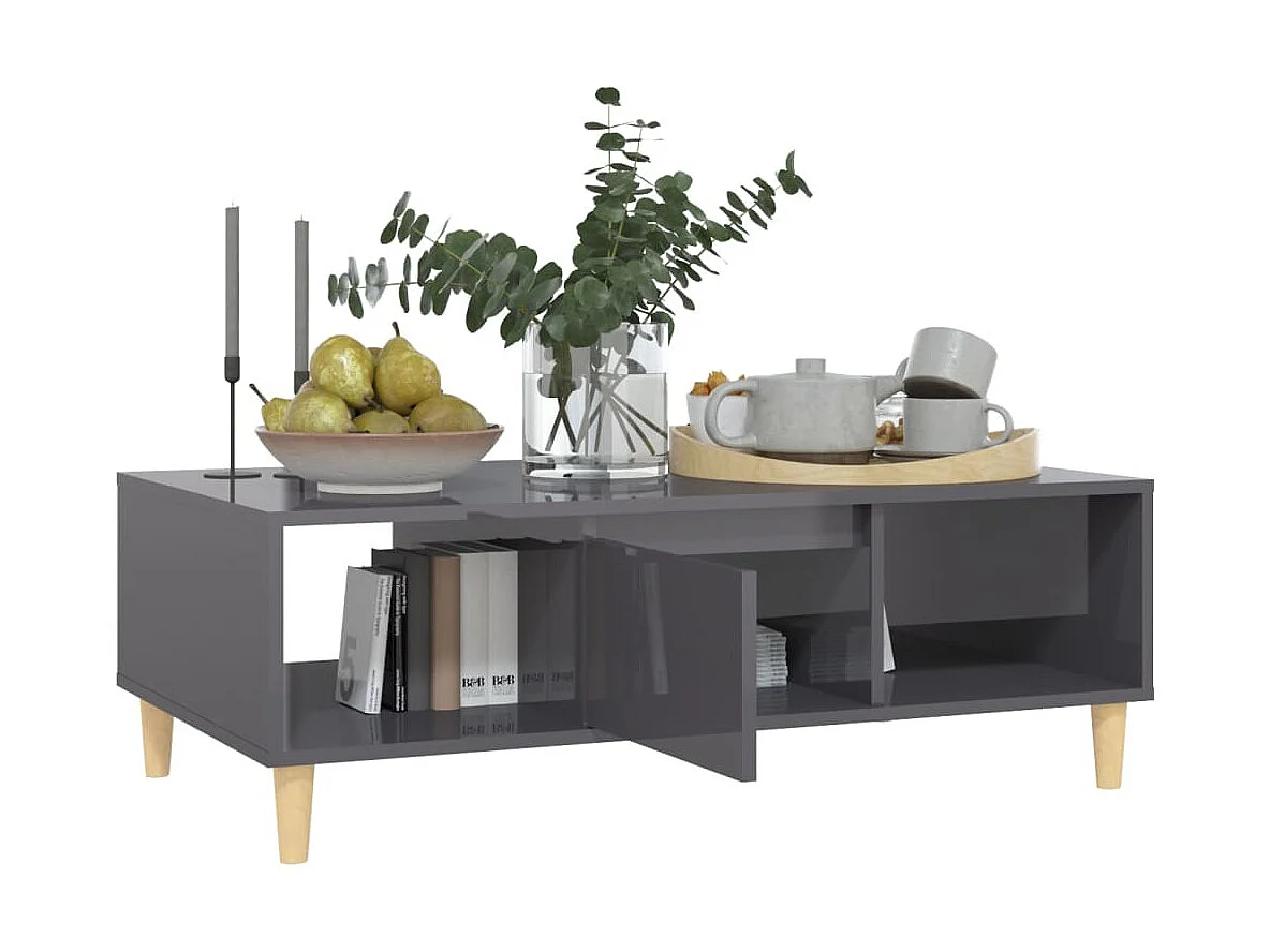 Salontafel 103,5x60x35 cm spaanplaat hoogglans grijs NL82509