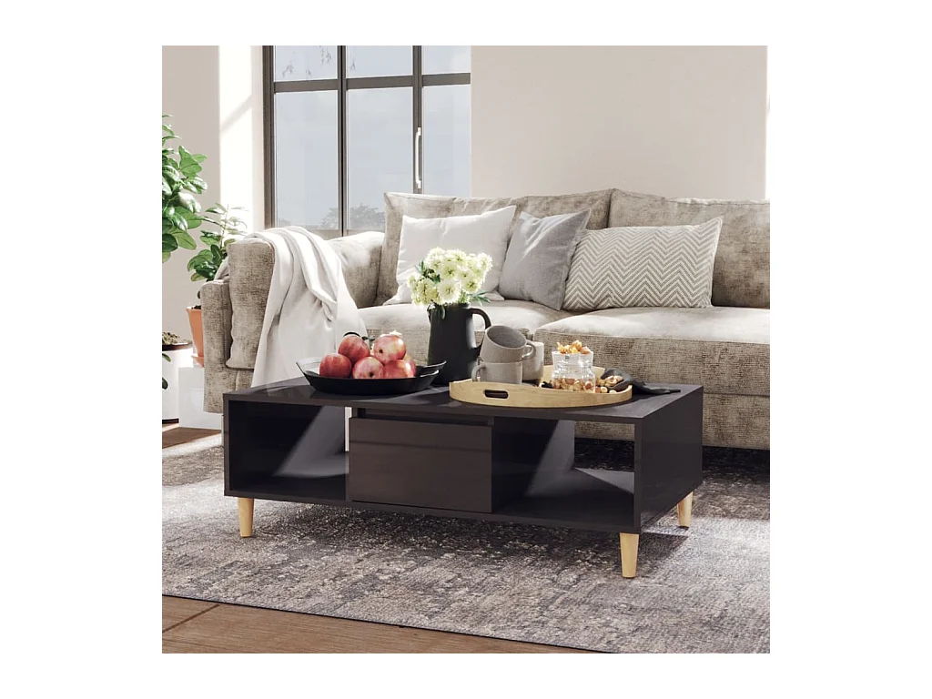 Table basse Gris brillant 103,5x60x35 cm Aggloméré OFR80925 BonneVie Meuble