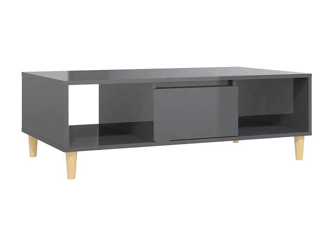 Table basse Gris brillant 103,5x60x35 cm Aggloméré OFR80925 BonneVie Meuble